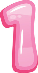 Shiny pink one number vector illustration
