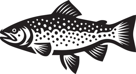 black vector illustration of fish, Salmon fish silhouette vector, Salmon fish vector illustration, Salmon fish logo vector, Salmon fish silhouette vector black and white