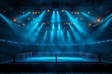 Empty Boxing Arena Under Dramatic Lighting