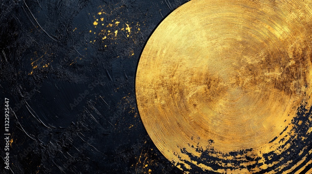 Poster abstract gold and black textured art background design with circular element