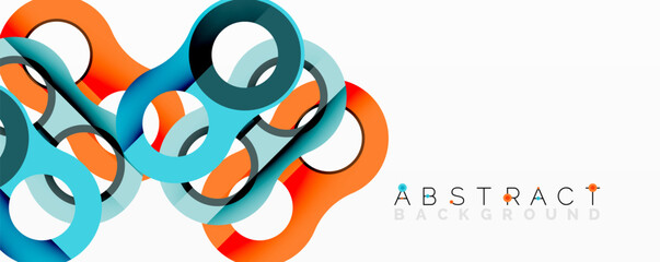 Abstract circle element composition with overlapping circular and tubular shapes featuring smooth gradients, transparency effects, and dynamic layering