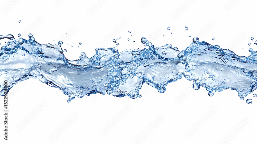 Aufkleber dynamic splash of clear water isolated on white background; perfect for refreshing designs and clean