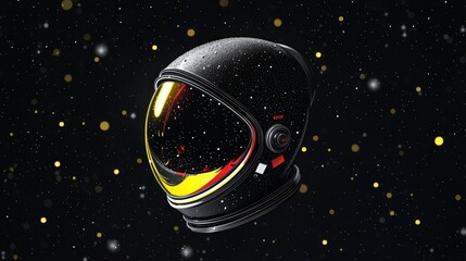 Sleek Astronaut Helmet  Space Exploration  Cosmic Background  High Resolution Image