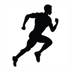 African young man running silhouette vector illustration design