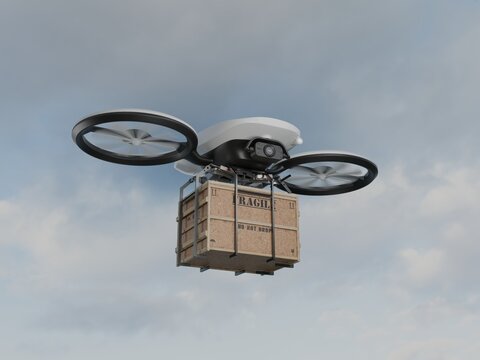 Futuristic Drones shpping packages