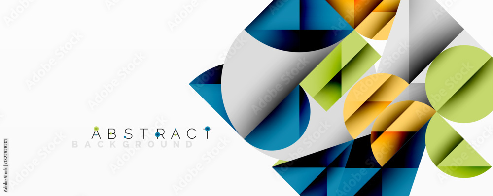 Aufkleber Modern abstract composition with layered circles and angular segments featuring gradients, transparency effects, and a structured geometric layout