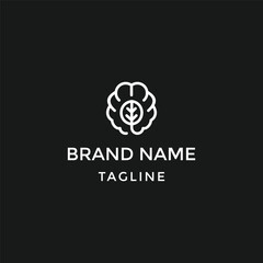 Brain leaf logo icon design template flat vector