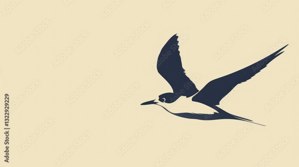 Poster a simple vector design of a bird in flight.