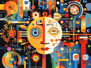 Captivating Cartoons of Time Management:An Abstract Sci-Fi Vintage Masterpiece
