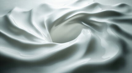 Obraz premium A high-speed photograph of a single droplet impacting a calm surface, sending delicate ripples outward. The scene is captured in extreme close-up, showing the fluid dynamics in exquisite detail