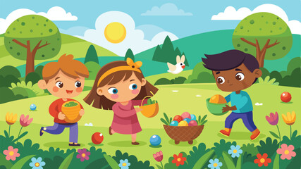 Obraz premium children with flowers