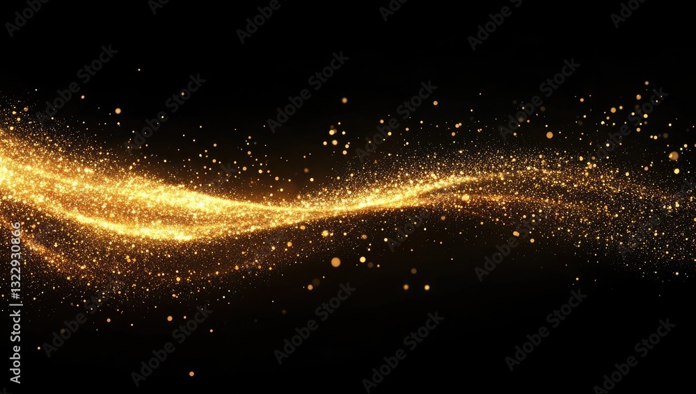 Aufkleber golden particles flowing on black background