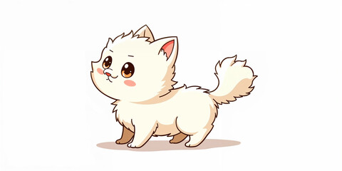 Fototapeta premium Cute Mekong Bobtail Cat Illustration on White Background