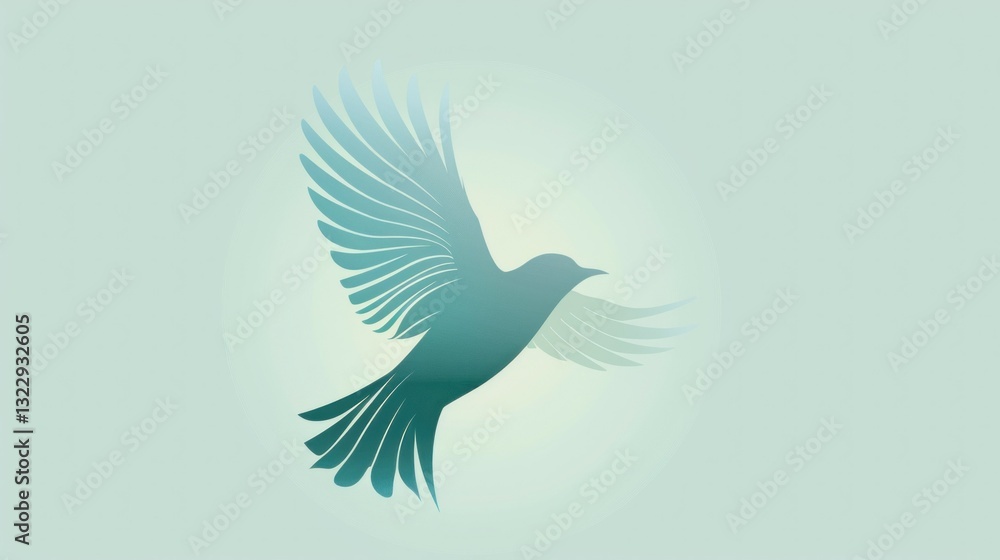 Poster a simple vector design of a bird in flight.
