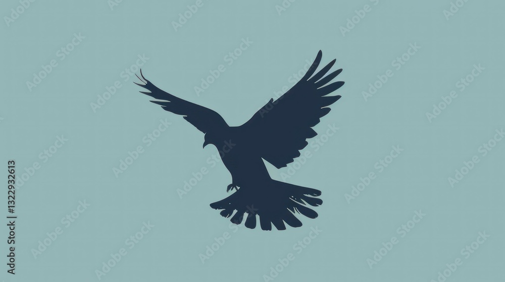 Poster a simple vector design of a bird in flight.