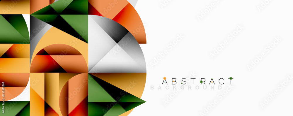 Aufkleber Modern abstract composition with layered circles and angular segments featuring gradients, transparency effects, and a structured geometric layout
