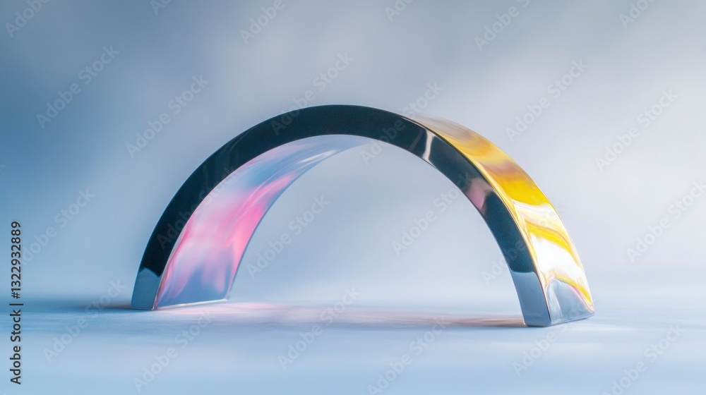 Poster futuristic chrome arch abstract design element 3d render modern architecture shiny me