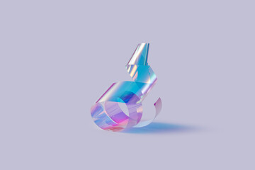 Roll of holographic paper with iridescent pattern in studio