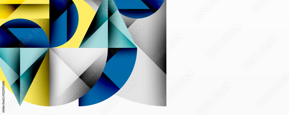 Aufkleber Modern abstract composition with layered circles and angular segments featuring gradients, transparency effects, and a structured geometric layout