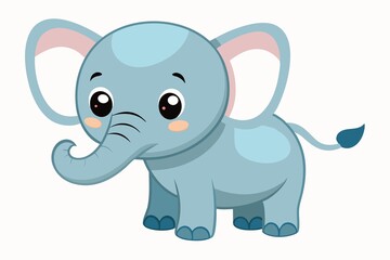 Fototapeta premium A cartoon elephant with a blue trunk and a blue body