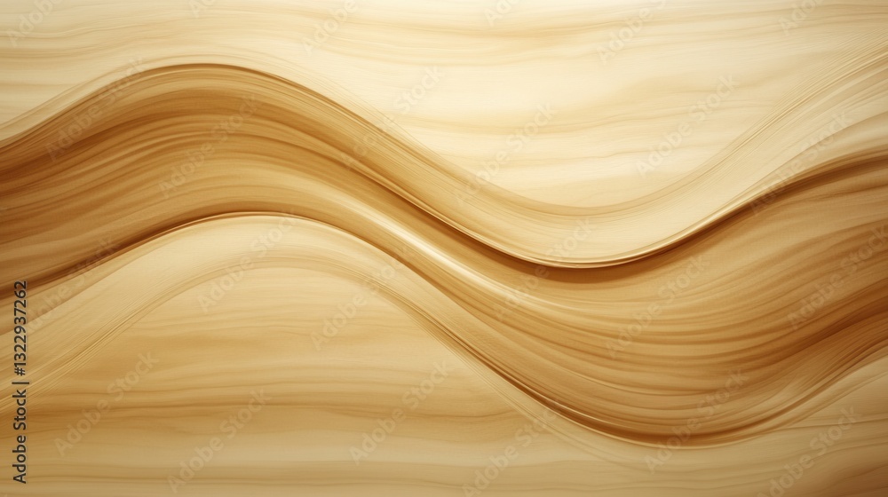 Poster elegant wooden texture featuring flowing lines in beige and brown tones with modern design elements 