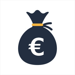 Money bag icon. Euro EUR currency symbol. Flat design style. EPS 10.