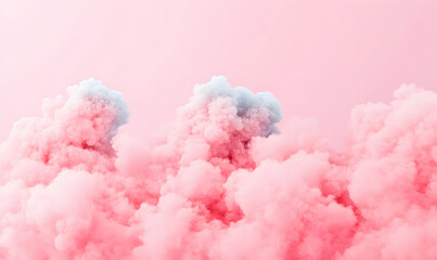 Dreamy pink and blue cotton candy clouds against a soft pink background.  Perfect for design, branding, or dreamy aesthetic projects.