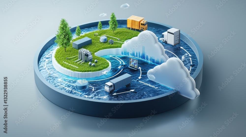 Poster data integration infographic concept. circular infographic depicting data platform for connected dig