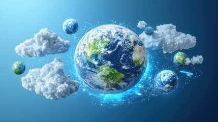 Obraz premium Data integration infographic concept. Conceptual of Earth and Its Atmospheric Systems