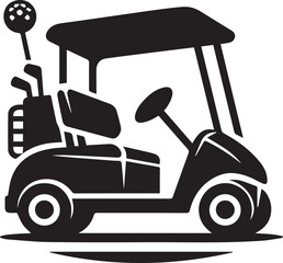 Fototapeta premium Black Golf cart silhouette vector, Golf cart vector illustration, Golf cart logo vector, Golf cart silhouette vector black and white