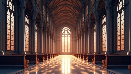 Obraz premium Children's learning journey exploring the symbolism of knowledge in a grand gothic cathedral