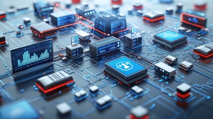 Fototapeta premium Data integration infographic concept. Visually Captivating Conceptual Infographic of Advanced Big Data and Intelligent Technological Convergence