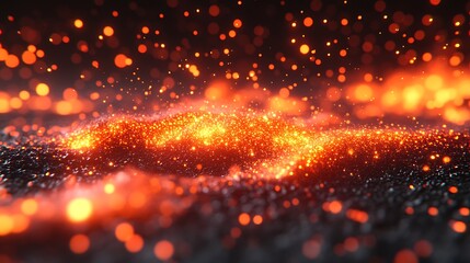 Fototapeta premium Vibrant Glowing Sparks on Dark Surface Close-Up Abstract Background