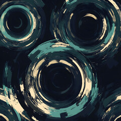 Abstract pattern with concentric circles in dark and moody colors, created in a sketch style that emphasizes hand-drawn lines and textured shading for a raw, artistic, and atmospheric composition.