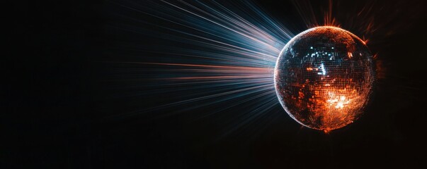 Fototapeta na wymiar Disco Ball Light Show: A mesmerizing spectacle of vibrant light beams emanating from a reflective disco ball, creating a dynamic and energetic atmosphere.