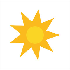 Set of yellow orange sun isolated on white background A symbol of rest heat vacations