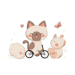 Playful and whimsical cat illustrations in vibrant and minimalist designs