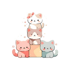 Playful and whimsical cat illustrations in vibrant and minimalist designs