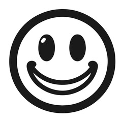 Black and white vector silhouette of a Smiley on white background
