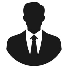 Black and white vector silhouette of a businessman on white background
