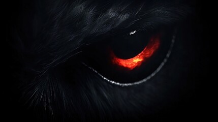 Glowing bird eye, close-up, dark feathers, night, fantasy game art