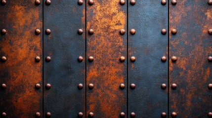 Fototapeta premium Aged, rusty metal panels with rivets