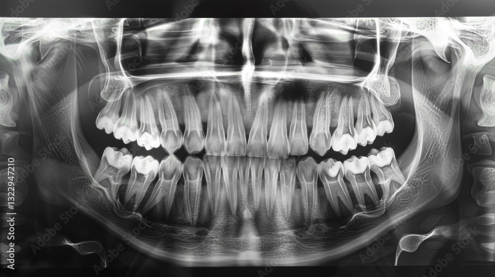 Aufkleber this dental x ray provides a clear view of the alignment of the upper and lower teeth, showcasing th