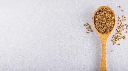 Seeds in a wooden spoon kitchen minimalist topdown nature