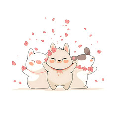 Fototapeta premium Playful and whimsical dog illustrations in vibrant and minimalist designs.