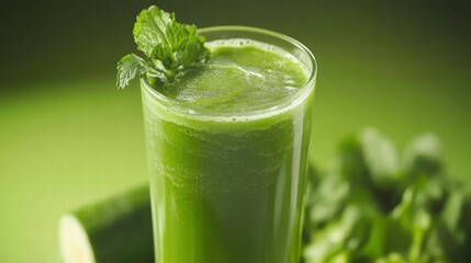 Fototapeta premium Refreshing green juice recipe kitchen food photography vibrant setting close-up healthy living