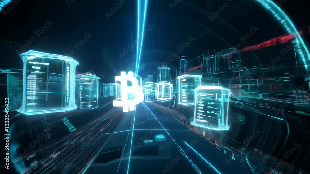 Aufkleber Big data and compute power concept with virtual servers in data center
