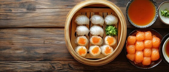 Delicious sushi showcase japanese restaurant food photography rustic setting close-up culinary art