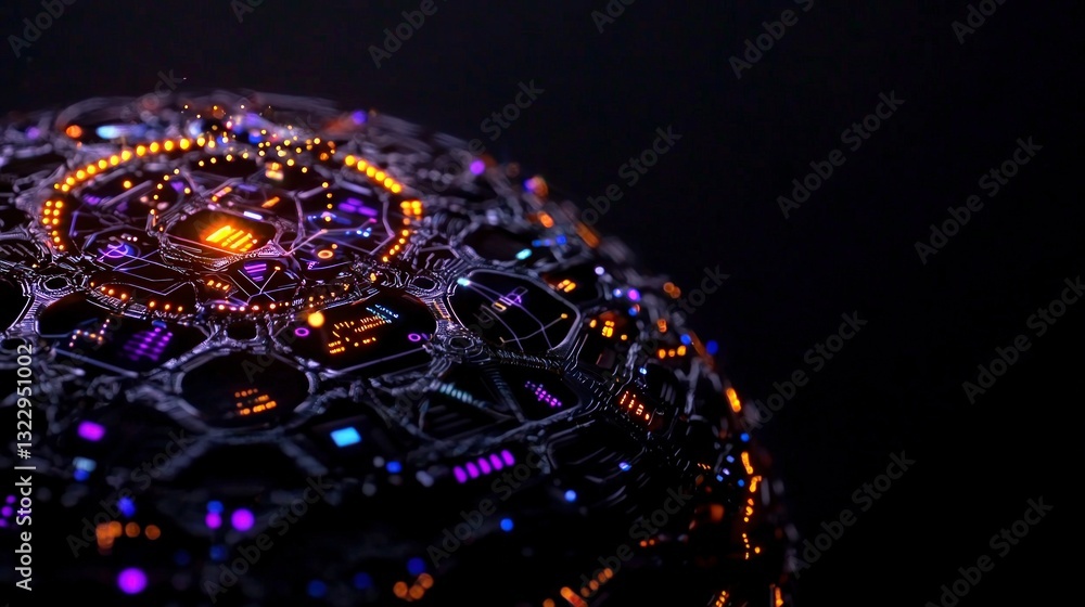 Poster futuristic tech sphere global network data finance ai circuitry digital abstract h