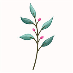 Elegant Hand-Drawn Magenta Floral Elements